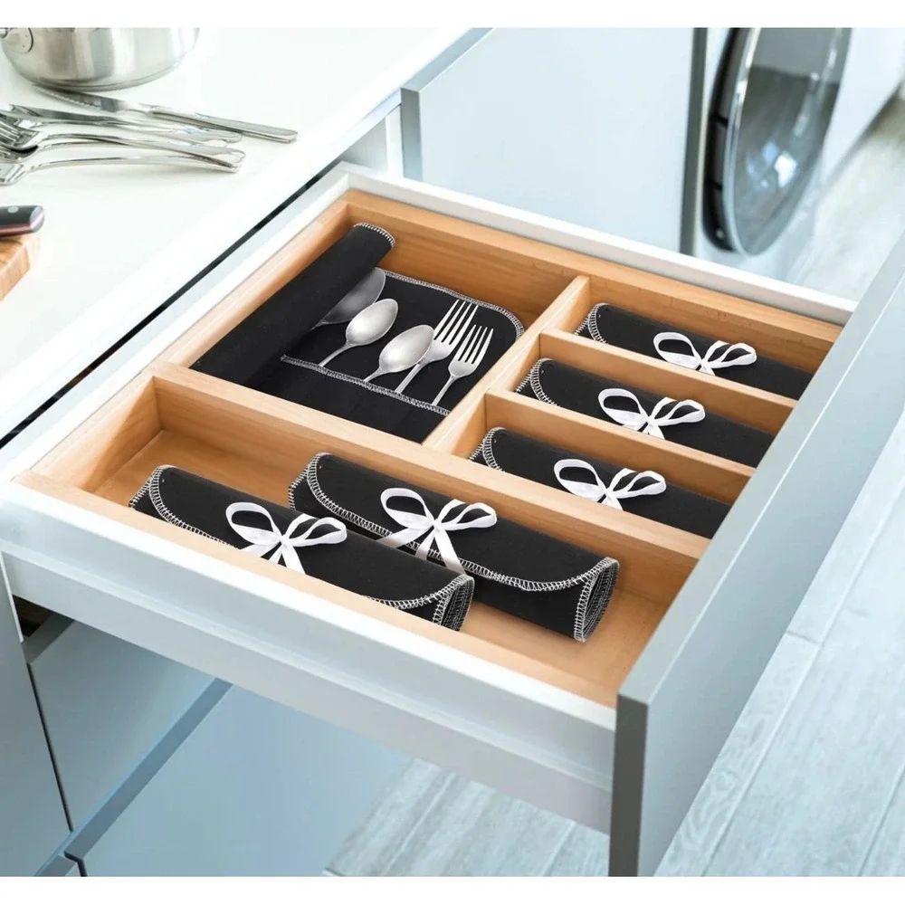 12 Pcs Silver Storage Bags Anti Tarnish, Silverware Storage Cloth Roll